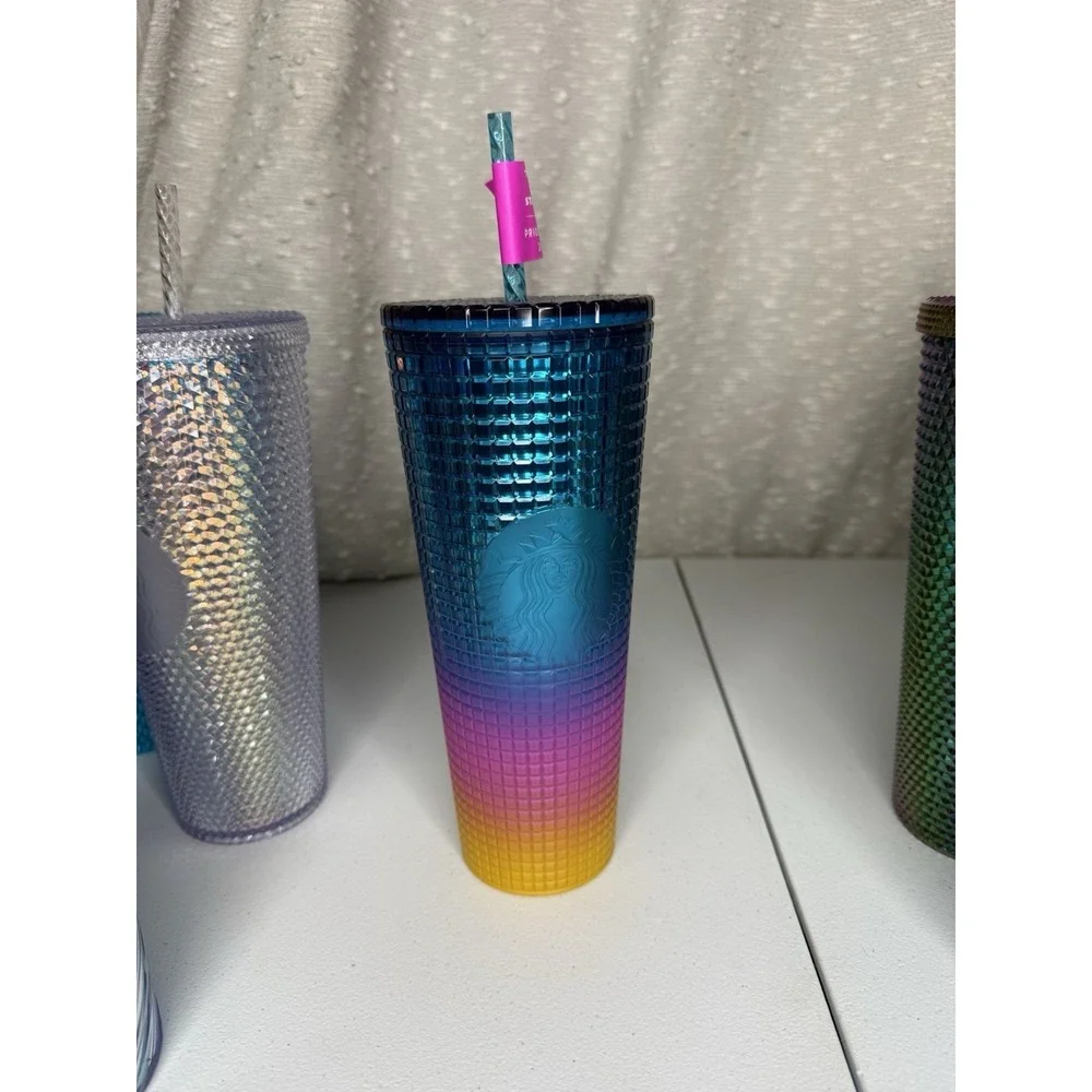 9 LIMITED EDITION STARBUCKS TUMBLER Cups Water LOT STUDDED JEWELED with straws